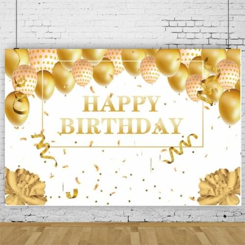 Birthday Party Backdrop Golden Balloon Photography Background Photo Booth Studio Decor