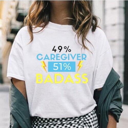 Japan Anime Danganronpa Monokuma T Shirt 49% Caregiver 51% Badass Printed Tops Cute Anime Cotton Casual Summer O Neck Tee