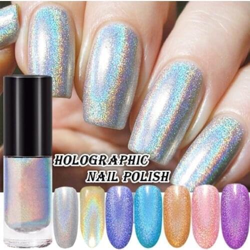 1 Bottle 8 Colors Holographic Laser Nail Polish Holo Shining Glitter Nail Art Holographic Nail Polish