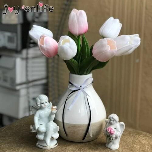 10pcs Artificial Tulip Flower PU Fake Flowers Real Touch Artificial Bouquet For Wedding Decoration Flowers Home Garden Decor
