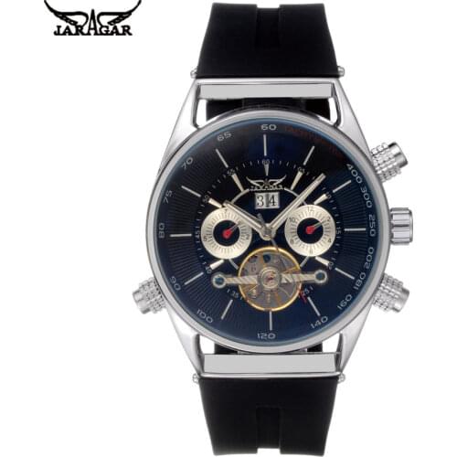 JARAGAR Automatic Self-Wind Mens Watches Luxury Mechanical Watch Tourbillion Design Shock Resistant Complete Calendar Watch