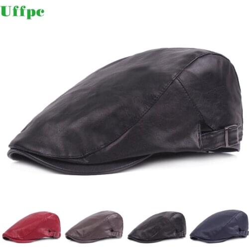 NEW Fall spring autumn Octagonal Women Hat PU Leather Newsboy Caps Men Warm Detective Hats Male Painter Caps Berets Visors