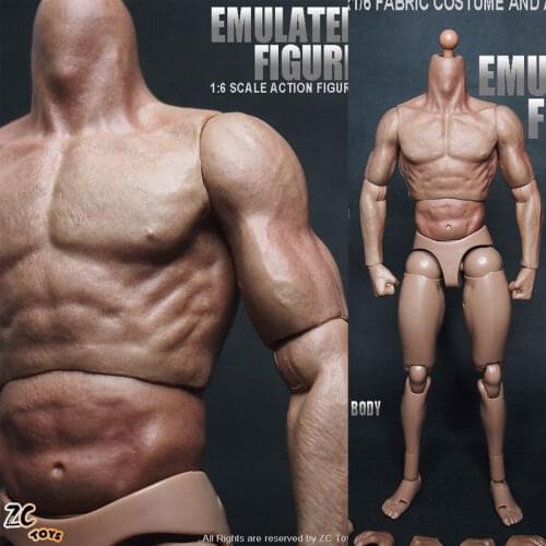 Collectible 1/6 Scale Male Solider 1.0 Muscle Nude Body Action Figure 12" Toy for 1:6 HT Head Sculpt without Neck