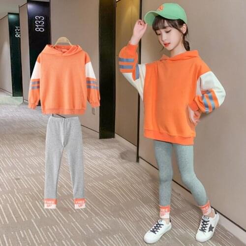 Girls Suit Sweatshirts +Pants 2Pcs/Sets 2021 Lovely Spring Autumn Teenagers Outwear Kids Cotton Tracksuit Sport Suits Children C