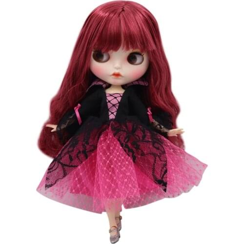 ICY DBS Blyth doll nude joint body 1/6 bjd with white skin purple long curly hair and new matte face BL2436