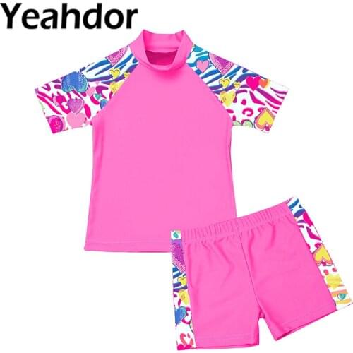 Swimwear for Kids Girls Summer Tankini Swimsuit Floral Printed Swim Tops with Bottoms Set Children Beachwear Swimming Outfit