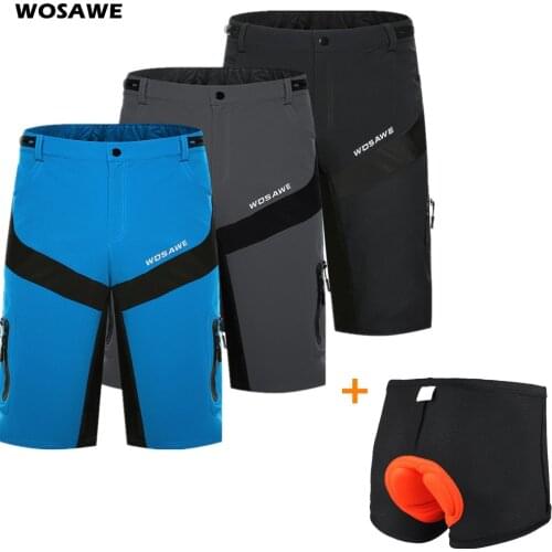 WOSAWE Mens Summer Cycling Shorts Mountain Bike Downhill Shorts Loose Outdoor Sports Riding Road MTB Bicycle Short Trousers