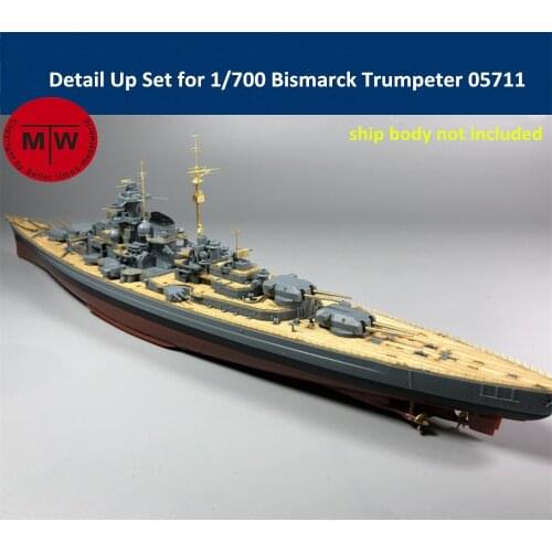 Detail Up Set for 1/700 Scale Bismarck Trumpeter 05711 Ship Model CYE006A (Metal Barrels Wooden Deck PE Part)