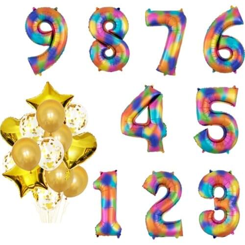40 inch Number 0 1 2 3 4 5 6 7 8 9 Happy Birthday Foil Balloons Air Inflatable Balloon Decor for Birthday Wedding Party Supplies