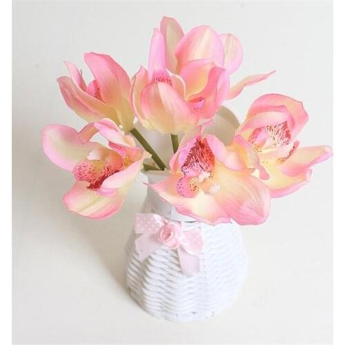 Real Touch cymbidium 6 flower heads/piece artificial flower cheap orchid artificial orchid decoration flower for home decoration