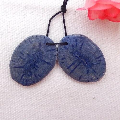 Natural nugget blue coral drilled earring beads,stones for earring making 30x22x5mm,9.1g