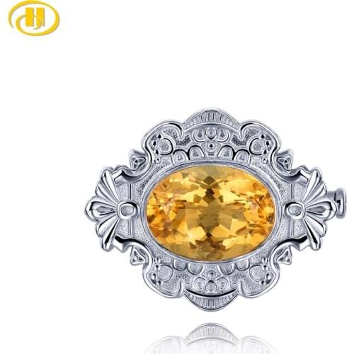 Natural Citrine S925 Silver Womens Brooch 5 Carats Geniue Crystal Classic Design Unisex Jewelry Business Style Christmas Gifts