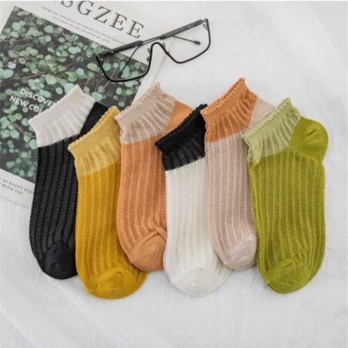 Fashion Cute Short Socks Women Breathable Mesh Japanese Korean Summer Deodorant Thin Sock Female New Style Cotton Sock Girl