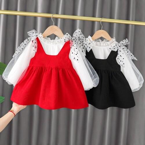 New Spring Autumn Baby Girl Dress Long Sleeve Dress Korean Version Little Girl Two-Piece Suit Girls' A-line Dress Kids Costume3Y