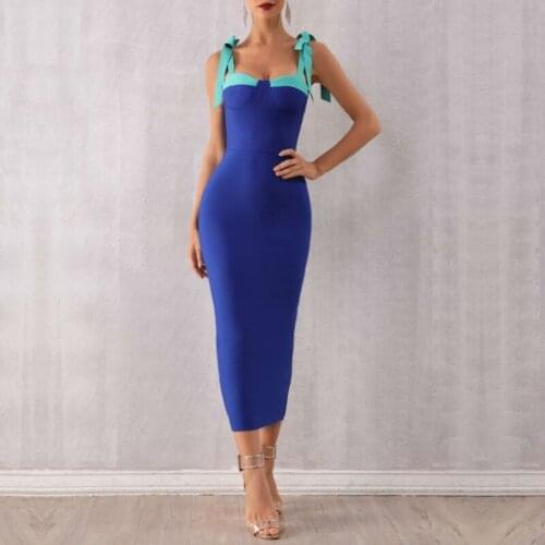 New elegant summer women bodycon dresses spaghetti strap sheath celebrity evening club bodycon bandage dress maxi dresses H7124