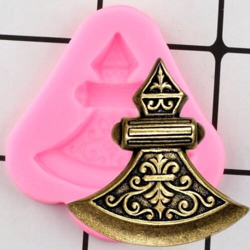 Pirate Viking Axe Silicone Mold DIY Relief Cupcake Topper Fondant Cake Decorating Tools Jewelry Resin Clay Candy Chocolate Mould