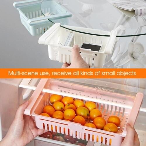 Adjustable Refrigerator Storage Rack Fridge Freezer Shelf Holder Pull-out Drawer Organiser Space Saver Kitchen Organizer