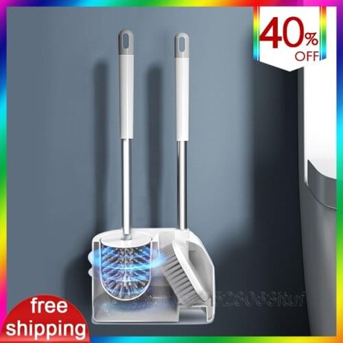 Silicone Toilet Brush Bathroom Accessories with Long Handle Cleaning Brush Wall Mounted with Holder Universal for Wc Brush