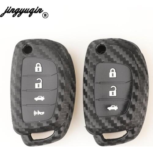 Jingyuqin Silicone Car Remote Key Case Cover For Hyundai Creta I10 I20 Tucson Elantra Santa Fe Tucson I40 IX35 I45