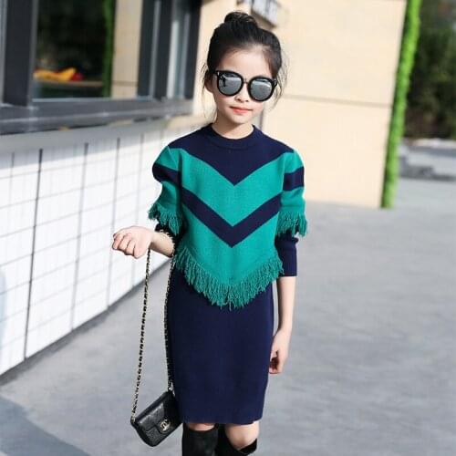 New 2019 Autumn Girls Sweaters Children Clothing Kids Clothes Fashion Tassel Long Sweaters Pullovers Girls Clothes Age 3-15Y