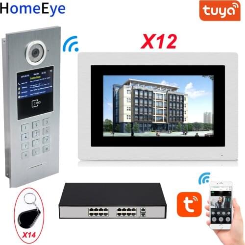 Big Building WiFi Video Door Phone IP Video Intercom Home Access Control System TuyaSmart APP+Password+IC Card 7'' Touch Screen