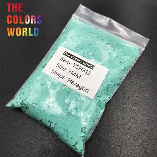 TCH311 Solvent Resistant Matte Turquoise Green Color Hexagon Shape Nail Glitter Nail Art Decorations Nail Gel Face Glitter DIY