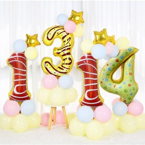 32Inch Donut Digital Foil Balloon Fruit Ice Cream Helium Balloon Birthday Party Decoration Kids Toy Sweet Digital Balloon Showe