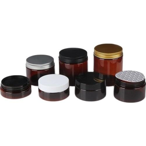 30~250ml Amber Plastic Cream Jar 67mm Mouth Storage Packaging Box Cosmetic Container Refill Facial Mask Lotion Cream Pot 15pcs