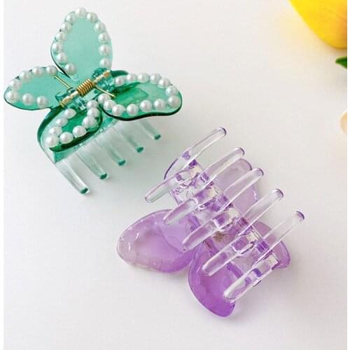 Super Fairy Butterfly Hair Clip Hot Acrylic Butterfly Hair Claw Hair Accessories Fashion Simple Temperament Crab Clip Hair Clam