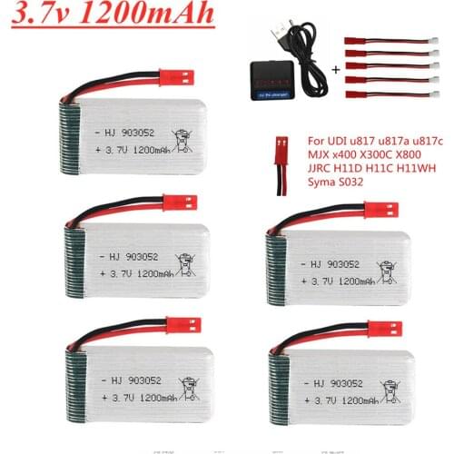 3.7V 1200mah 903052 Lipo Battery for HQ859B HQ898B H11D H11C T64 T04 T05 F28 F29 T56 T57 RC Drone Part 3.7V Rechargeable Battery