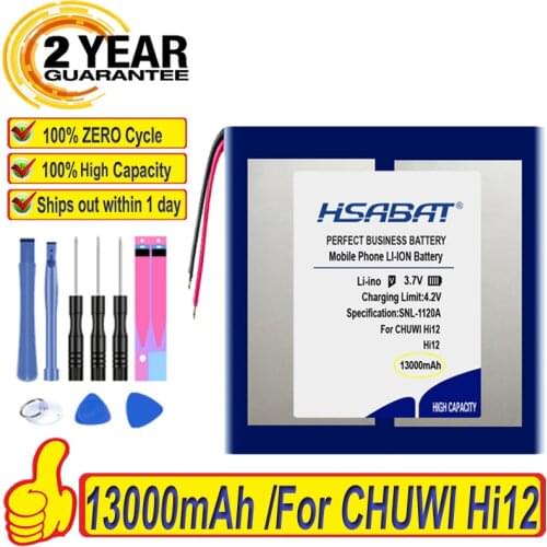 Top Brand 100% New 13000mAh Battery for CHUWI Hi12 Dual Sys Tablet PC Batteries + free tools