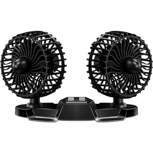 1PCS Black USB Fan Car Dual-Head Fan Portable USB Cooling Fans 14W USB Charging For Home Office Dorm