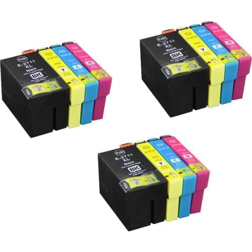 CISSPLAZA Compatible Ink Cartridge 27XL T2711 T2701 Compatible For Epson WF-3620 WF-3640 WF-7610 WF-7620 WF-7110 inkjet printer