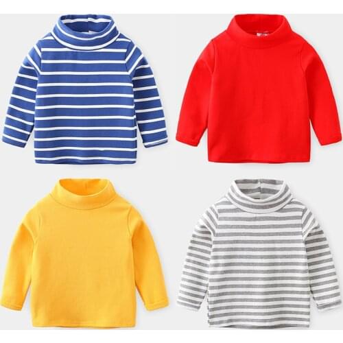 2020 Spring Autumn 2 3 4 6 810 Years ChildrenS Long Sleeve Cotton High Neck Basic Turtleneck Striped T-Shirt For Baby Kids Boy