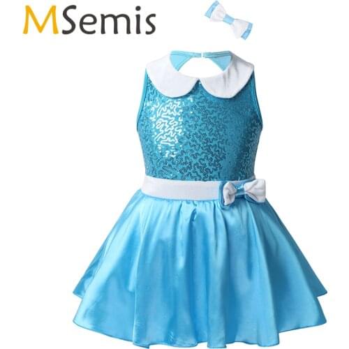 Kids Girls Shiny Sequin Ballet Tutu Leotard Dress with Hair Clip Christmas Dancewear Ballet Dress Jazz Dance Sequin Cosutme