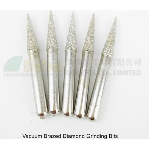 DIATOOL 5pcs #12 Diamond Mounted Points Grinding Head 6x25MM, Rotary Carving Burrs Engraving Bits