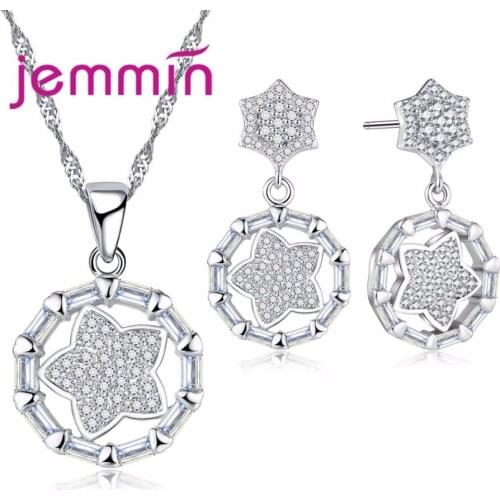 Elegance Trendy Round Women Silver Jewelry Set Hot 925 Sterling Silver Necklace Earrings Set for Women Best Gifts