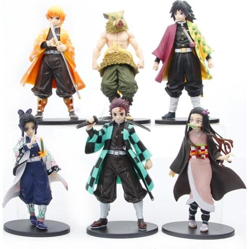 Anime Demon Slayer Figure Kamado Tanjirou Nezuko Action Figures PVC Model Toys Zenitsu Figurine Inosuke Kimetsu No Yaiba Figura