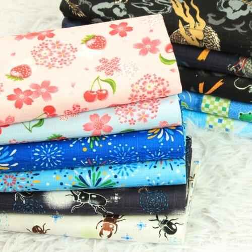 Diy Dress Robes Clothing Handmade Cloth Slub Soft Fabric Cartoon Thin Solid Color Sand Washing Treatment Cotton Linen 110 X50cm