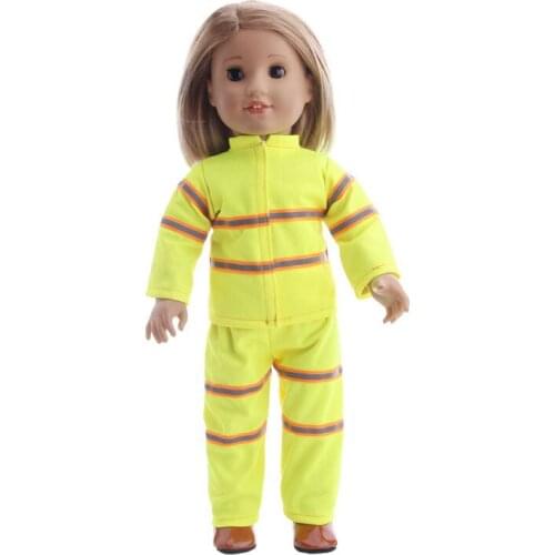 New Pattern Fashion Fire Fighting Suit Fit 18 Inch American&43cm Baby New Born Doll Clothes Accessories Girls' Toys