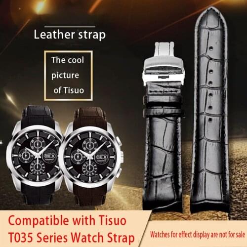 Leather Wristband is suitable for Tisuo KutuT035 mens watch accessory t035627a / 407 / 617 replacement wristband 22 / 23 /24mm