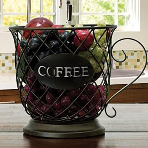 Creative simple coffee cup storage basket living room bedroom retro wrought iron cup golden gray mirror tray decoration LB92923