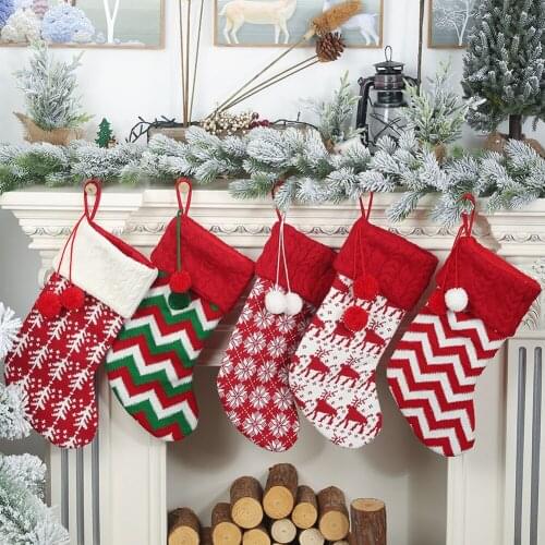 Christmas Stockings Santa Candy Bag Sock Gift Kids Candy Bag Xmas Decoration for Home Christmas Tree Ornaments Navidad