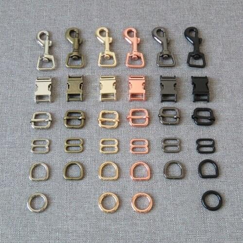 20PCS 15mm Metal D O Ring Belt Straps Slider Side Release Buckle Spring Snap Hook For Dog Collar Leads Harness Sewing Accessory