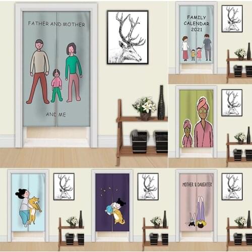 Cartoon Cotton Hemp Door Curtain Without Perforation Bedroom Half Panel Curtain Partition Curtain Doorway Hanging Curtain