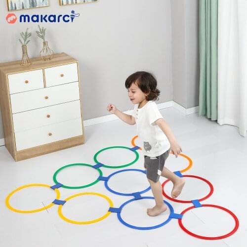 Makarci Hopscotch Kindergarten Sensory Integration Training Children Ring Game Set 10 Pcs Outdoor Indoor Kids Fitness Equipment