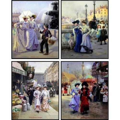Embroidery Counted Cross Stitch Kits Needlework - Crafts 14 ct Medium Size DIY Arts Handmade Decor - Street Scene in Paris
