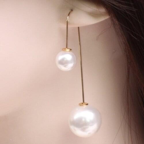New Hot Fashion Korean Earrings Double-Sided Pearl Long Earrings U-Shaped Earrings Wedding Jewelry Wholesale