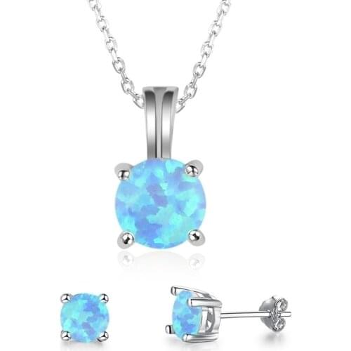 New Fashion Women Pendant Fire Opal Earrings Wedding Engagement Jewelry Set Christmas Gift Accessories Free Shipping
