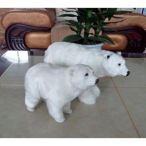 A pair of simulation polar bear toys handicraft resin&fur white polar bear dolls gift 0971